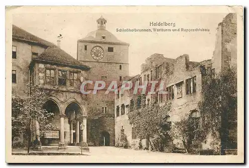 Ansichtskarte AK Heidelberg Schlosshofbrunnen Wartturm und Rupprechtsbau