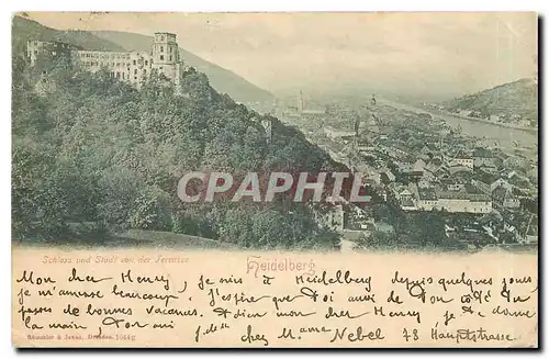 Cartes postales Schloss und Stadt von dr Terrasse Heidelberg