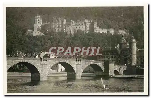 Ansichtskarte AK Heidelberg Alte Neckarbrucke u Schloss