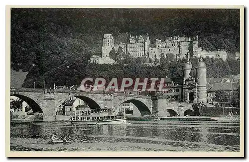 Ansichtskarte AK Heidelberg Alte Neckarbrucke und Schloss