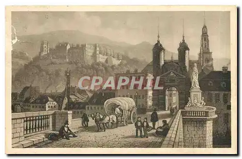 Ansichtskarte AK Heidelberg Die alte Neckarbrucke mit Blick auf das Schloss