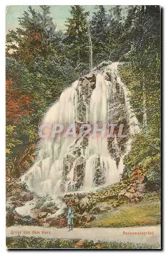 Moderne Karte Gruss aus dem Harz Radauwasserfall