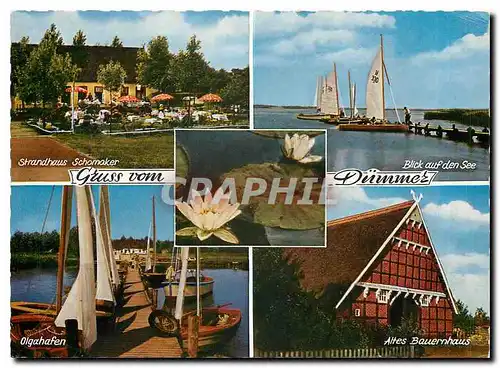Cartes postales moderne Gruss vom Dummer Strandhaus Schomaker Blick auf den See Olgahafen Altes Bauernhaus
