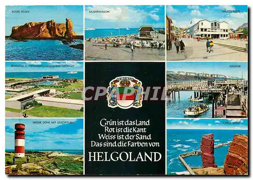 Cartes postales moderne Grun ist das land Rot ist die Kant Weiss ist der Sand Das sind die Farben von Helgoland