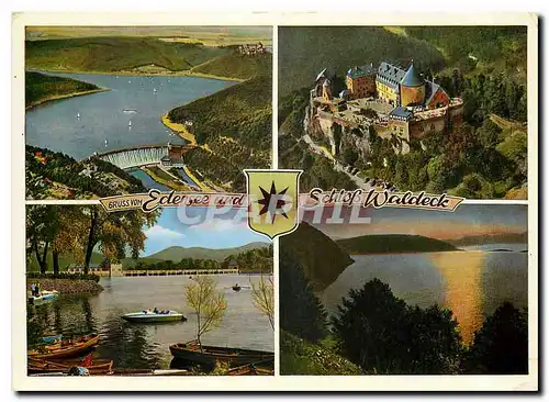 Moderne Karte Gruss vom Edersee aud Schloss Waldeck