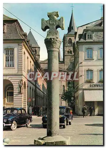 Moderne Karte Trier Marktreuz auf dem Hauptmarkt und Dom