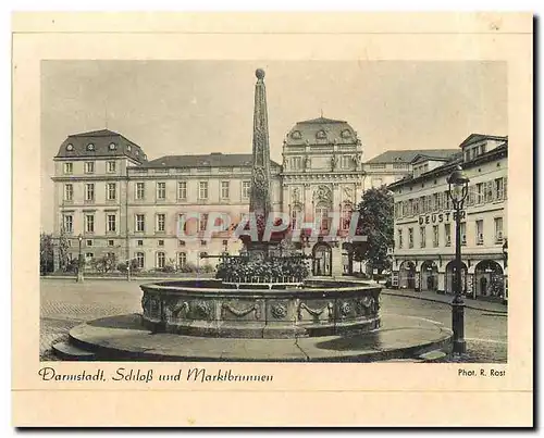 Moderne Karte Darmstadt Schloss und Marktbrunnen