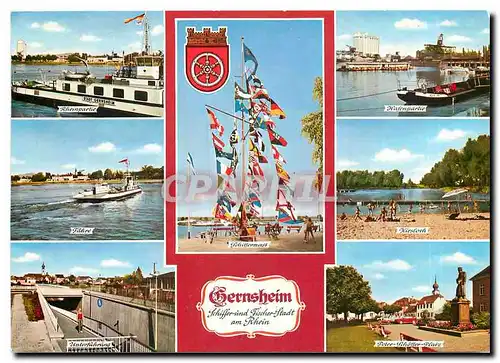 Cartes postales moderne Gernsheim Schiffer und Fischer Stadt am Rheim