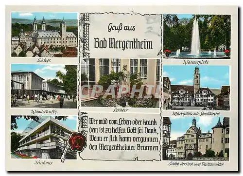 Moderne Karte Gruss aus Bad Mergentheim Schloss Wasserspiele Wandelhalle Schafer