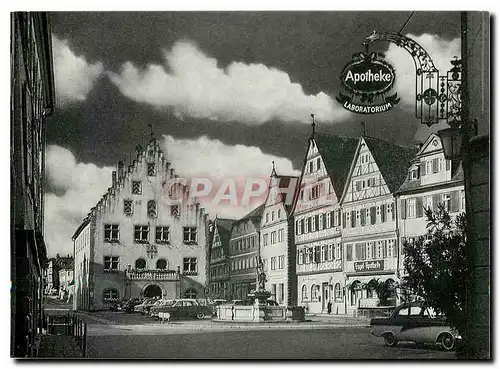 Moderne Karte Bad Mergentheim Marktplatz mit Rathaus