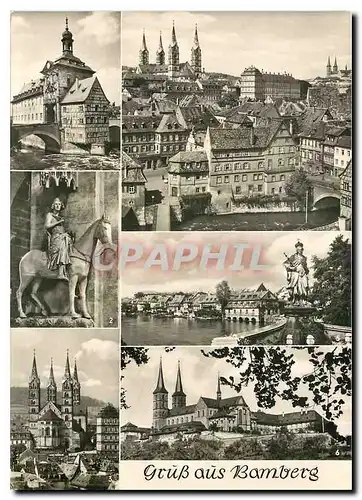 Moderne Karte Gruss aus Bamberg Rathaus Reiter Dom Gesamtansicht Klein Venedig Michaelsberg