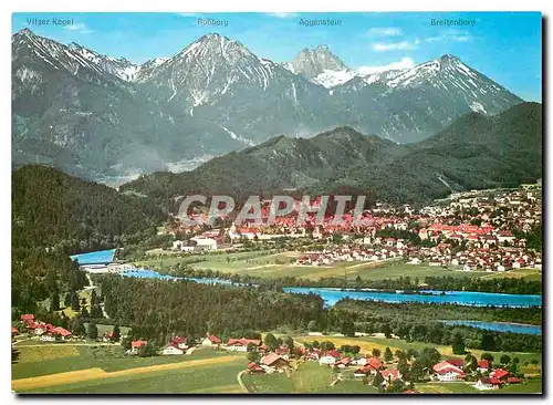 Moderne Karte Berge und Seenstadt Fussen im Allgau und Schwangau Horn