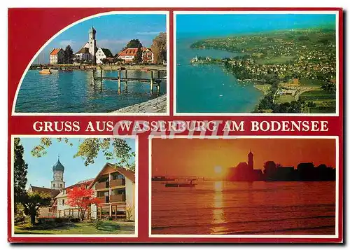 Moderne Karte Gruss aus Wasserburg am Bodensee