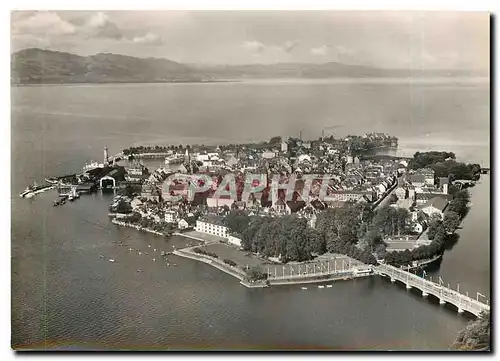 Moderne Karte Lindau im Bodense Insel von Osten