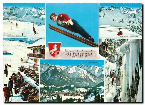 Moderne Karte Grusse aus dem Skiparadies Oberstdorf