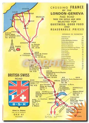 Moderne Karte Crossing France by the London Geneva