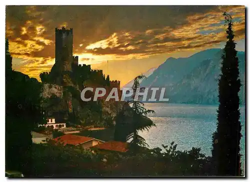 Cartes postales moderne Malcesine Lac de Garda Le chateau au coucher du soleil