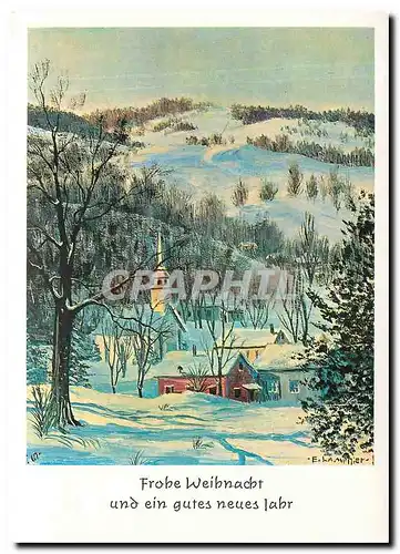 Cartes postales moderne Frahe Weibnacht und ein gutes neues labr Verschneites Dorf