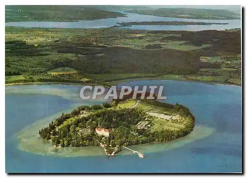 Cartes postales moderne Insel Mainau im Bodensee im Hintergrund Insel Reichenau im Untersee und Ausfluss des Rheins