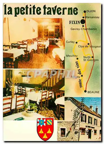 Moderne Karte Fixin Cote d'Or La Petite Taverne Restaurani sur la route des Grands Crus