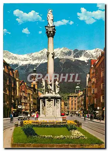 Moderne Karte Innsbruck Maria Theresien Strasse avec la Colonne Ste Anne