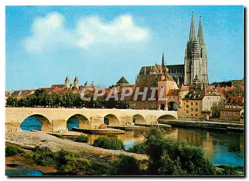 Moderne Karte Regensburg Steinerne Brucke u Dom St Peter