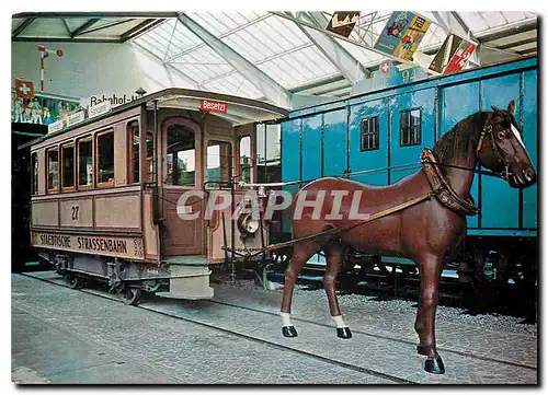 Moderne Karte Verkehrshaus der Schweiz Luzern Horse Tramway Coach of Zurich