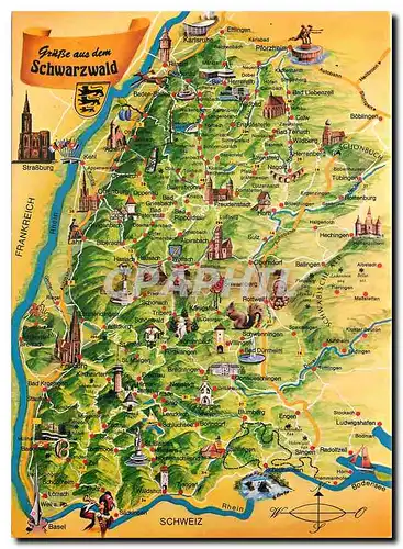Moderne Karte Grusse aus dem Schwarzwald