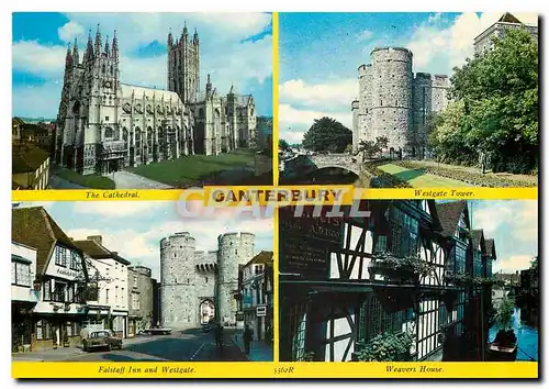 Cartes postales moderne Canterbury The Cathedral Westgate Tower Falstaff Inn and Westgate Weavers House