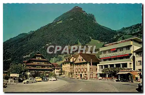 Moderne Karte Gersau am Vierwaldstattersee Autofahreplatz mit Gerbehaus