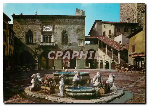 Moderne Karte Bergamo Piazza Vecchio Fontana Contarini Palazzo della Ragione