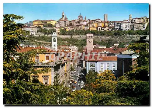 Moderne Karte Bergamo Vue panoramic avec la ville haute