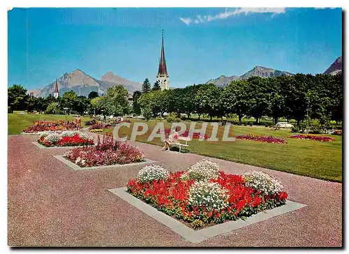 Moderne Karte Bad Ragaz Kurpark mit Gonzen und Alvier