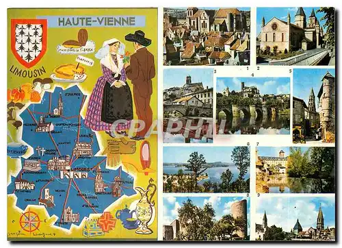 Cartes postales moderne A Travers la Haute Vienne Saint Yrieix Saint Junien Bellac Limoges Saint Leonard de Noblat Vassi