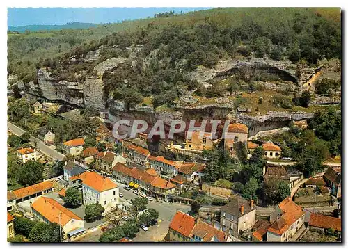 Moderne Karte Les Eyzie de Tayac Dordogne Vue generale Au fond les grottes