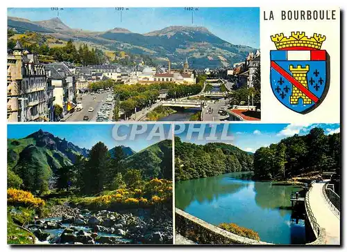 Moderne Karte La Bourboule Vue generale Puy de Sancy Barrage sur la Dordogne