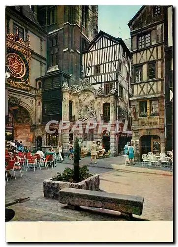Moderne Karte Rouen Seine Maritime Au pied du Beffroi et du Gros Horloge tres belle fontaine