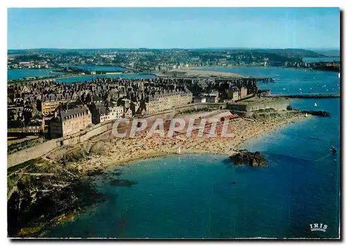 Cartes postales moderne Saint Malo Cite Corsaire Les Remparts et la Plage de Bonsecours Vue aerienne Cliche Heurtier Ren