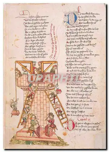 Cartes postales moderne La tour de Babel Weltchronik de Rudolf von Ems