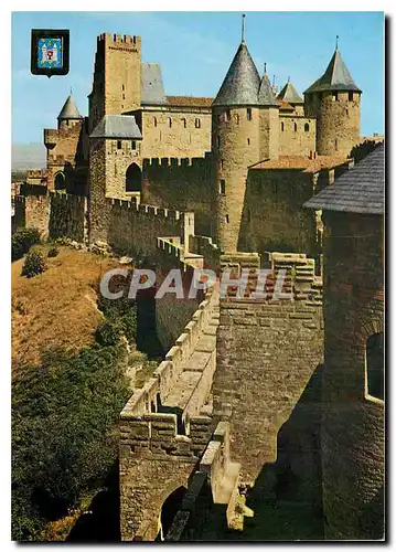 Cartes postales moderne Carcassonne Le Chateau Comtal et la Porte du Senechal vue de la tour l'Inquisition