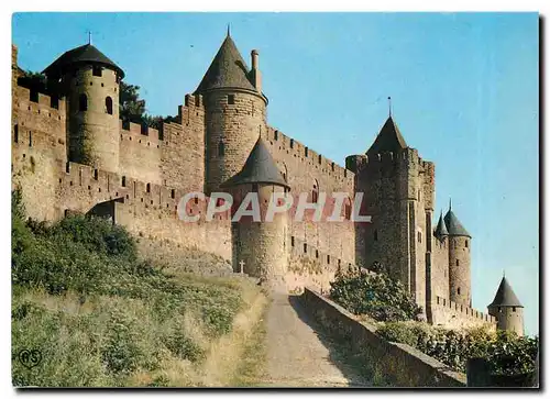 Moderne Karte Cite de Carcassonne Aude Montee de la Porte d'Aude et Tour Carree de l'Eveque