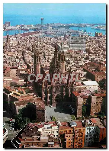 Moderne Karte Barcelona Catedral vista aeria parcial del barrio gotico y casco antique de la ciudad