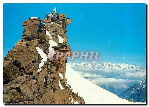 Moderne Karte Great Paradise 4061m. - Summit - On the background Range Blanc Mont