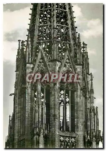 Moderne Karte Middle piece of the pure gothic cathedral tower of Freiburg 115m high