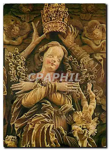 Cartes postales moderne Hochaltar des Meisters H.L. (1526) Mittelbild Marienkroenung