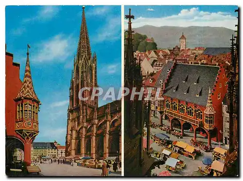 Cartes postales moderne Freiburg/Schwarzwald Das Muenster und Markt am histo. ''Kaufhaus''