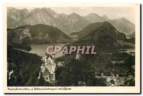 Moderne Karte Neuschwanstein u Hohenschwangau mit Alpsee