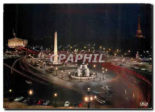 Cartes postales moderne Paris Place de la Concorde illuminee