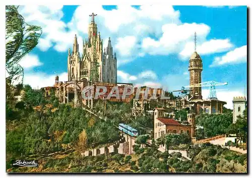 Cartes postales moderne Barcelona Basilique Expiatoire National du Sacre C�ur Tramway