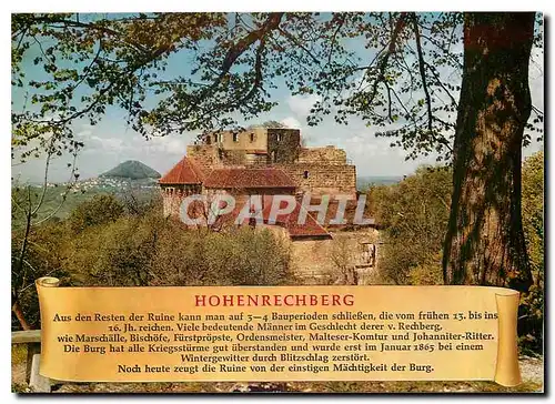 Moderne Karte Burgruine Hohenrechberg 643 m. ue. M. mit Blick zum Hohenstaufen/Schwaebische Alb